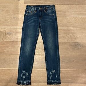 R13 Dark Blue Distressed Ankle Jeans